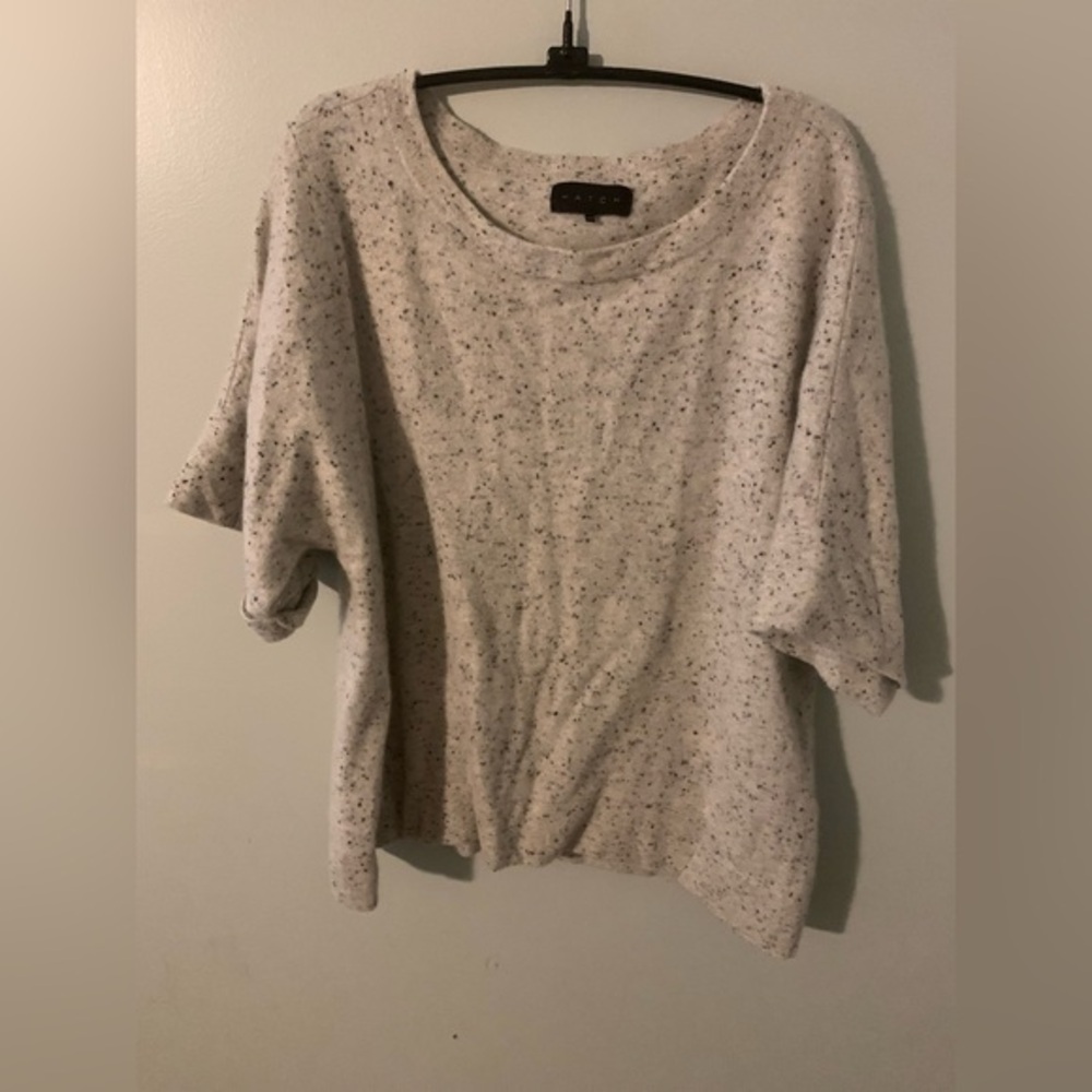 Hatch maternity boxy short sleeve cashmere top speckled confetti gray one size